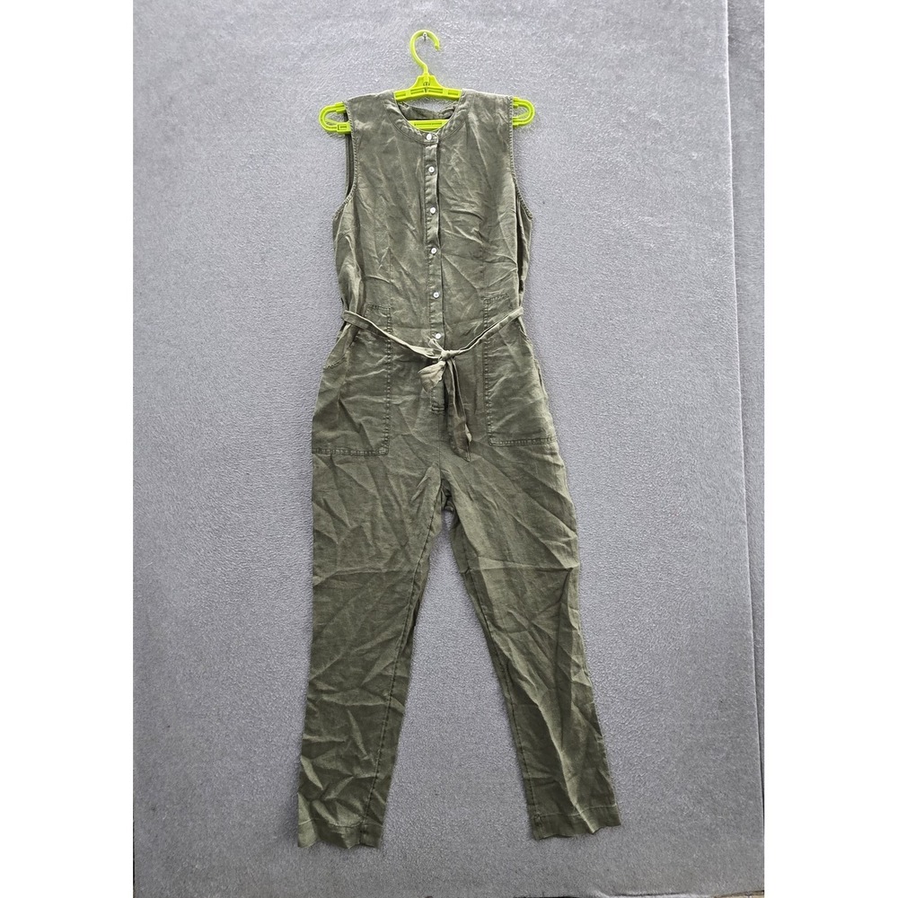 Nicole Miller New York Women Pants US 6 Green Jumpsuit Utility‎ Coastal Beachy
